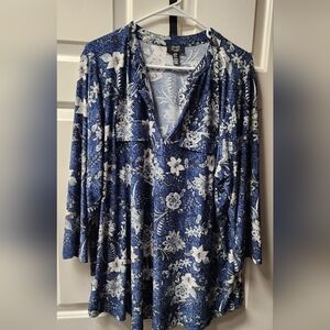 Jone New York Floral Blue Women's Top